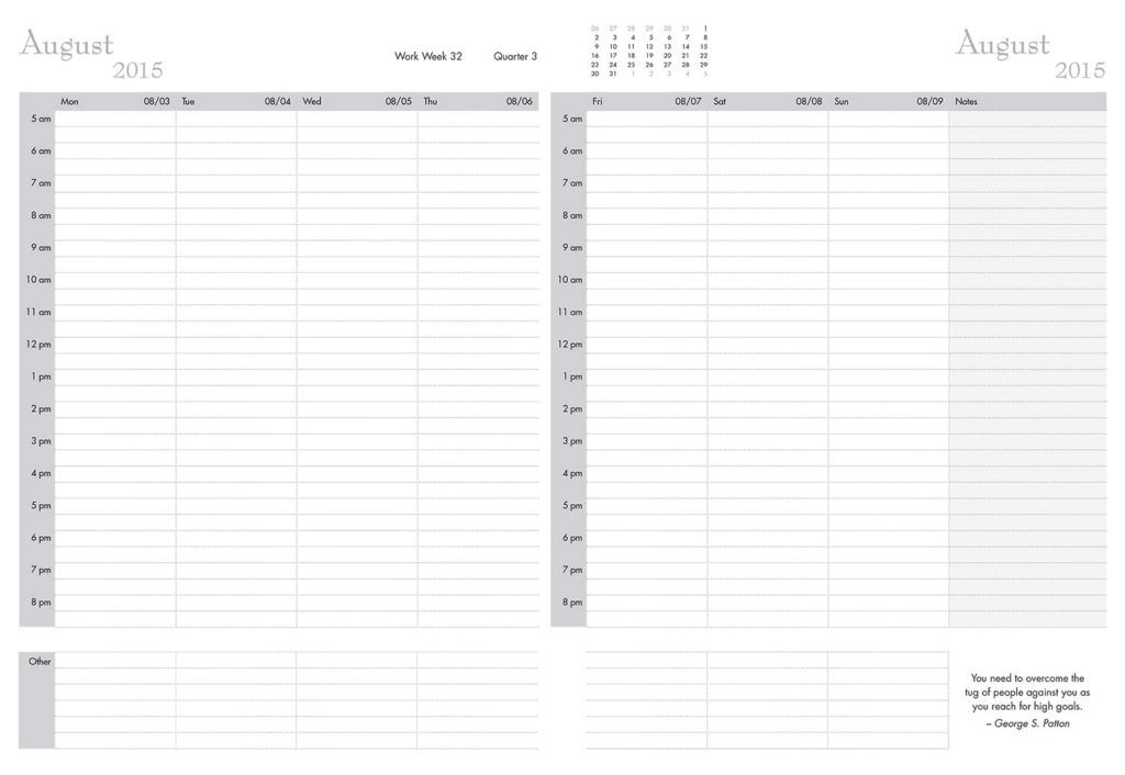 better dayplanner 2015 inside spread one-week